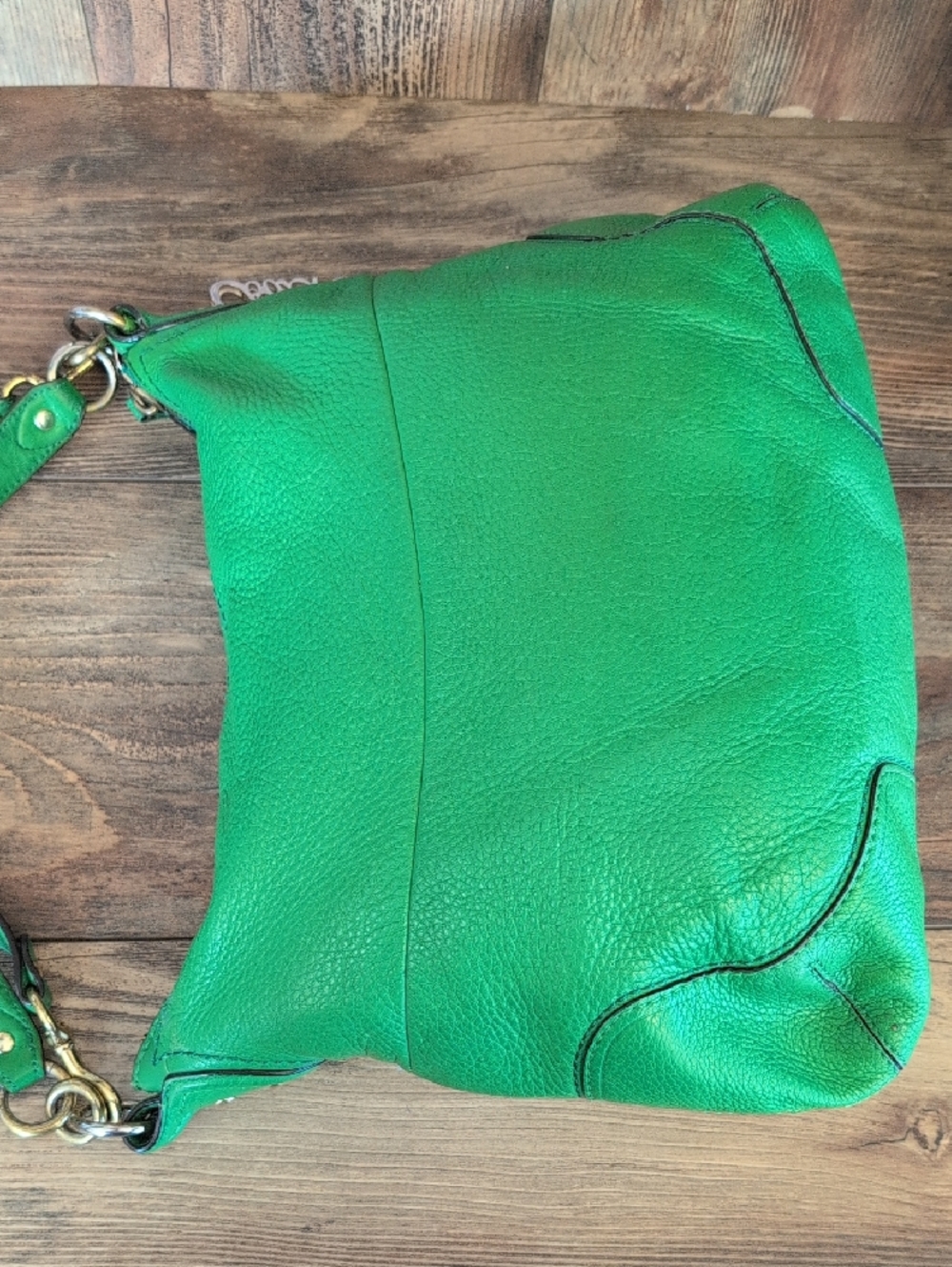 Coach Vintage Green Pebbled Leather Poppy Avery Hobo Crossbody Bag          M357 - Picture 8 of 16